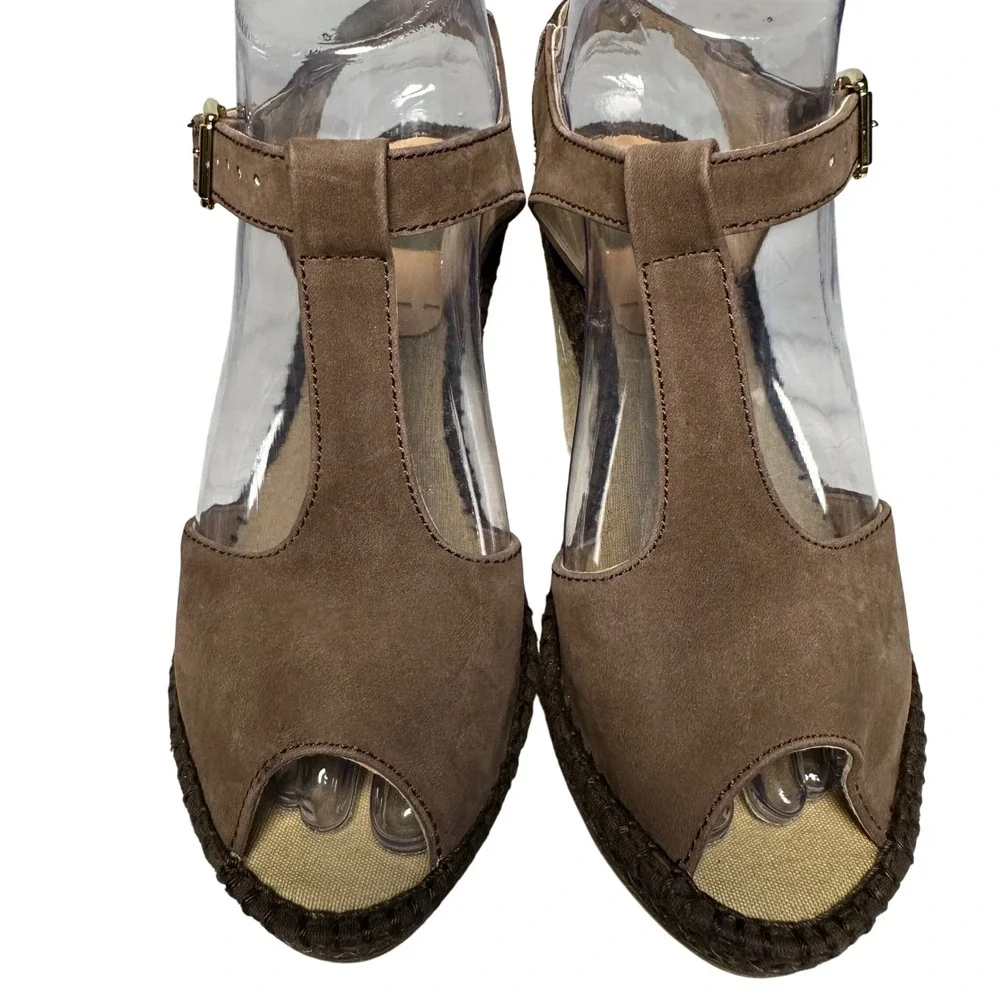 Kanna Espadrille‎ Wedge Sandals Brown Suede Size EU37/US7 Boho Coastal Vacation